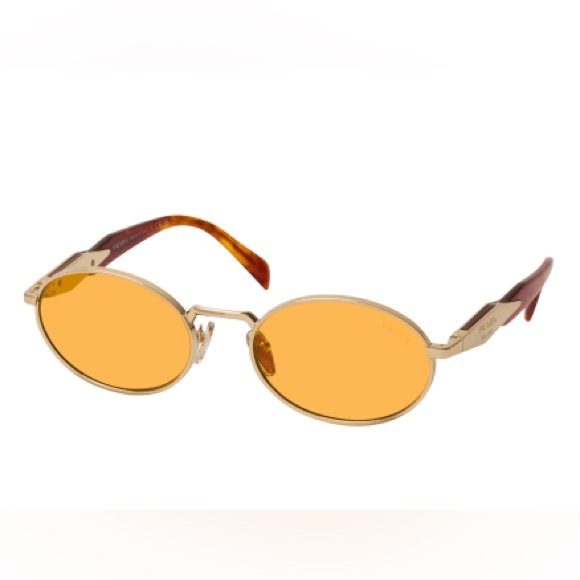 NEW PRADA OVAL PR65ZS ZVN02Z SUNGLASSES PRADA PR 65ZS ZVN02Z GOLD YELLOW SPR 65Z - Picture 2 of 6